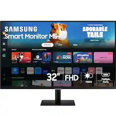 SAMSUNG Smart Monitor M5
A FURRY ADVENTURE ADORABLE TAILS
Watch Now
Discover
Live
Apps
Recent
Recommended for You
abc
MOVIESMORE
NEWSLIVE
Live
NBC NEWS
MOONBUG
NOW
vevo pop
Live
NETFLIX
Samsung SmartThings
IVP
Continue Watching
prime video
Disney+
YouTube
PROMOTION
internet
32" FHD
HDR10
Multiple Ports