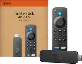 Amazon - Fire TV Stick 4K Plus (newest model) AI-powered Fire TV Search, Wi-Fi 6 Streaming Device, 8 GB, free & live TV - Black