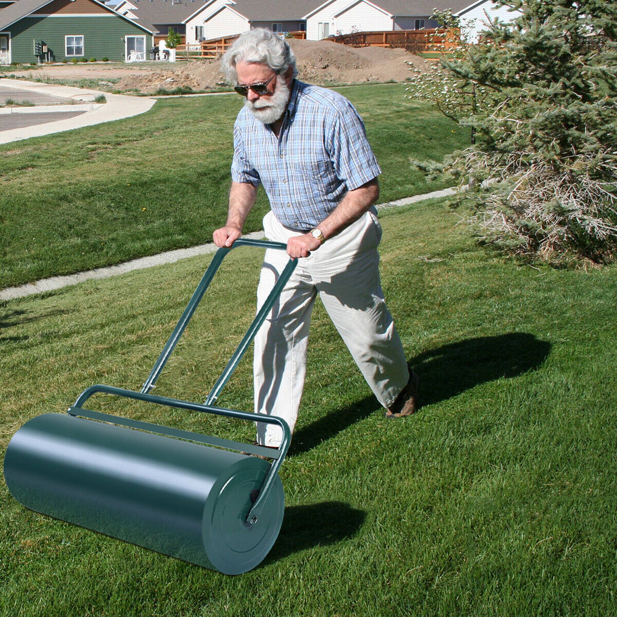 Alt View 3. Gymax - Gymax 13 Gallon Lawn Roller Heavy-Duty Steel Push/Pull Sod Roller 24'' x 13'' Green - Green.