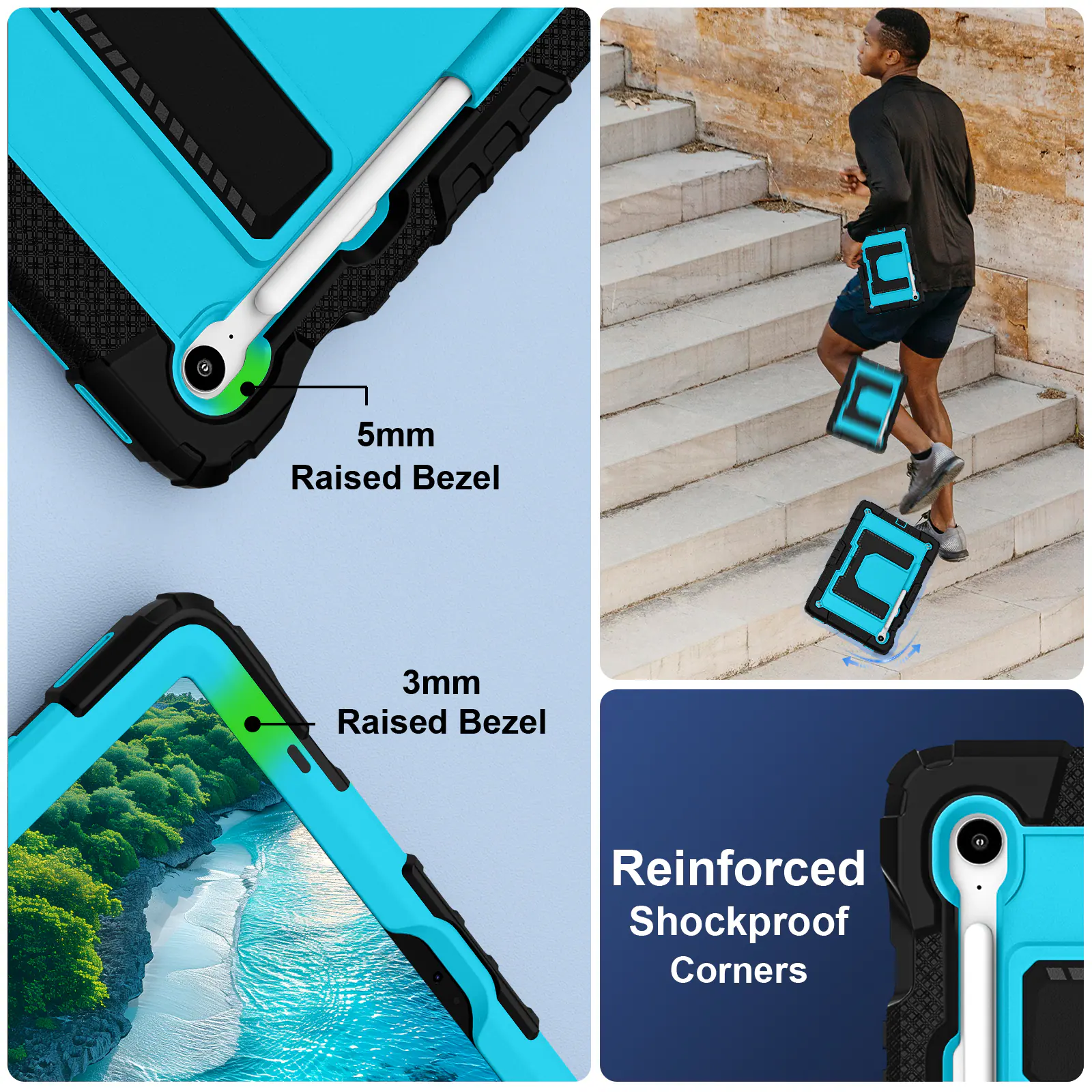 5mm Raised Bezel  
3mm Raised Bezel  
Reinforced Shockproof Corners