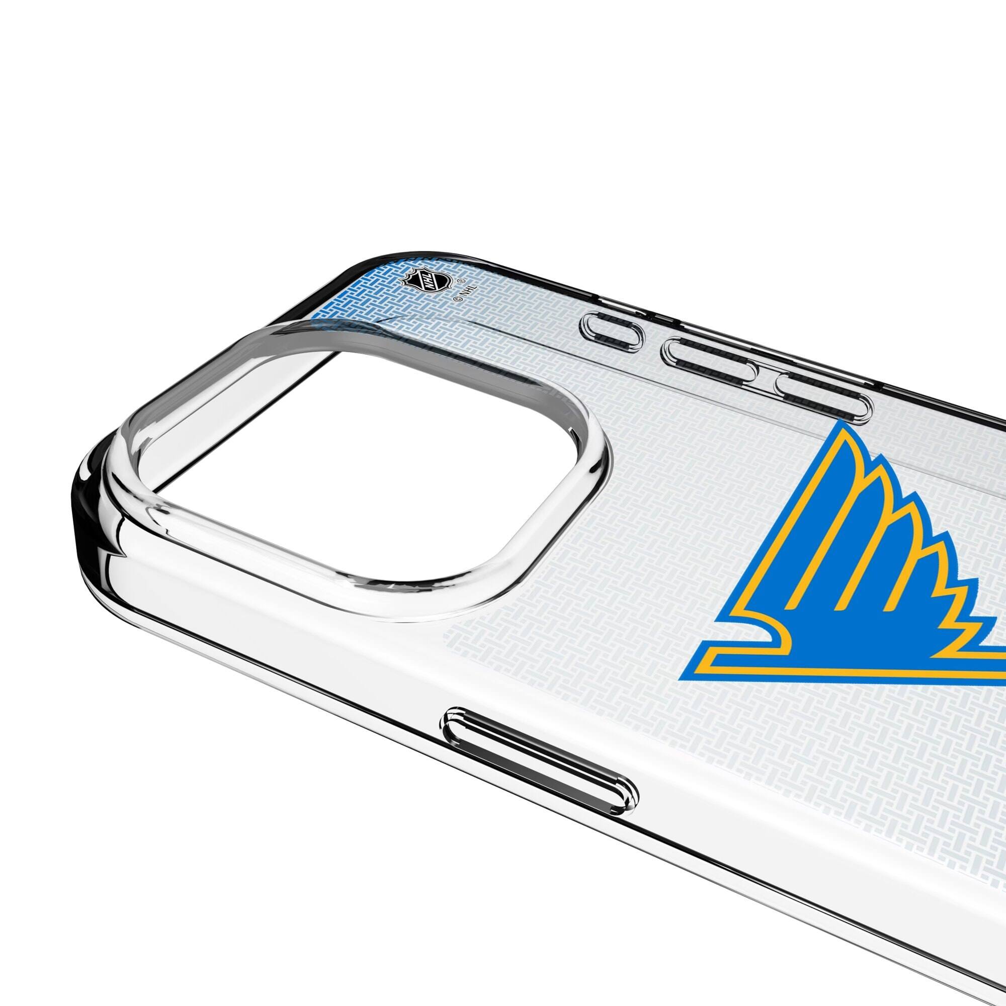 Alt View 2. Keyscaper - St. Louis Blues Linen Logo iPhone Clear Case - 13 mini - Multicolor.