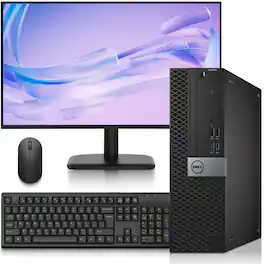Dell - Refurbished Excellent - Optiplex 7050 SFF Desktop PC - Intel Core i5-7th - 16GB DDR4 RAM - 256GB SSD - 24" LED - Wi-Fi - KB & M - Windows11Pro - Black
