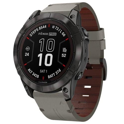 StrapsCo - Italian Leather Strap QuickFit 26 Watch Band For Garmin Fenix 7X & 7X Pro - Graphite