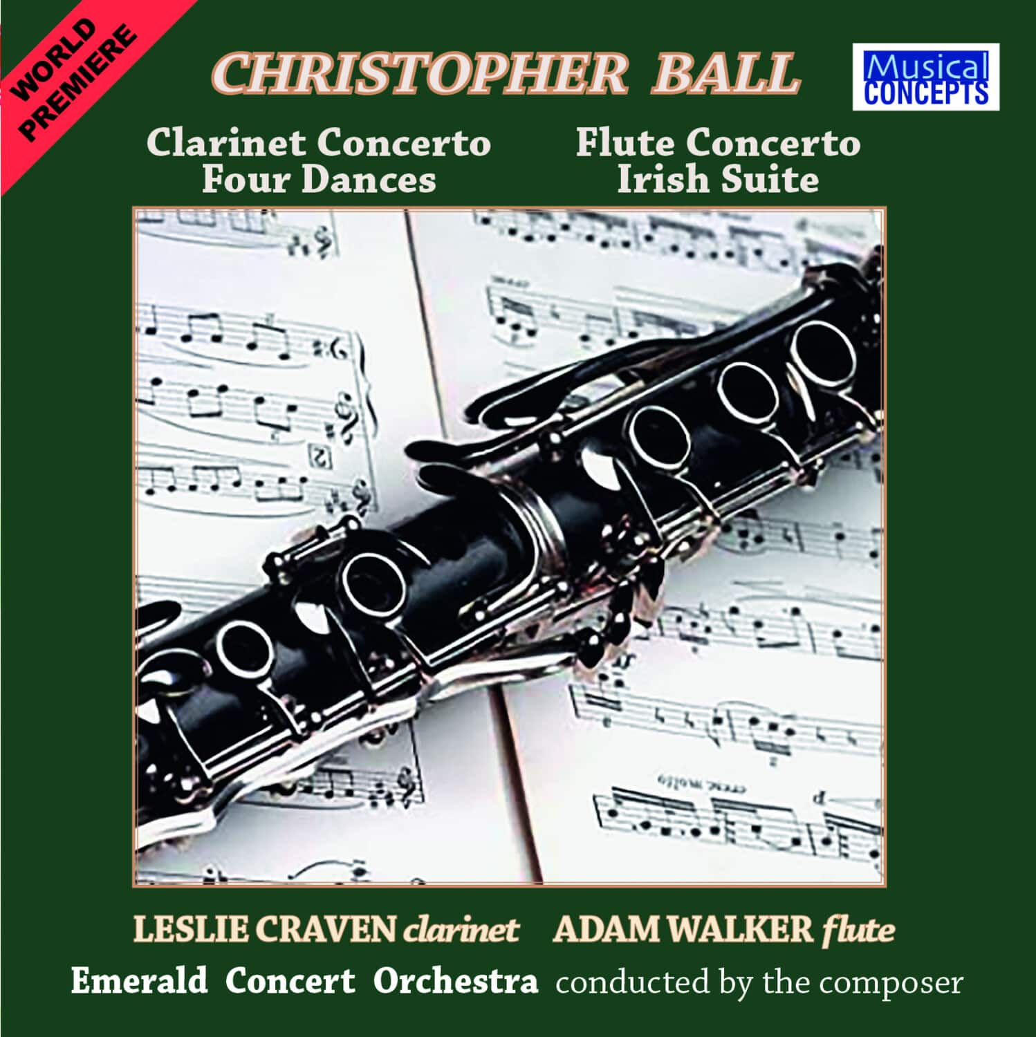 Leslie Craven - Christopher Ball: Clarinet & Flute Concertos + Four Dances & Irish STE  - COMPACT DISCS