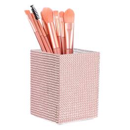 Unique Bargains - Crystal Makeup Brush Holder Storage Box Square Pencil Case, 2.6x2.6x3.5in Multifunctional Rhinestone Pen Holder - Champagne