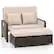 Angle. Costway - Patio Rattan Daybed Wicker Loveseat Sofa with Multifunctional Ottoman - Mix Brown + Beige.