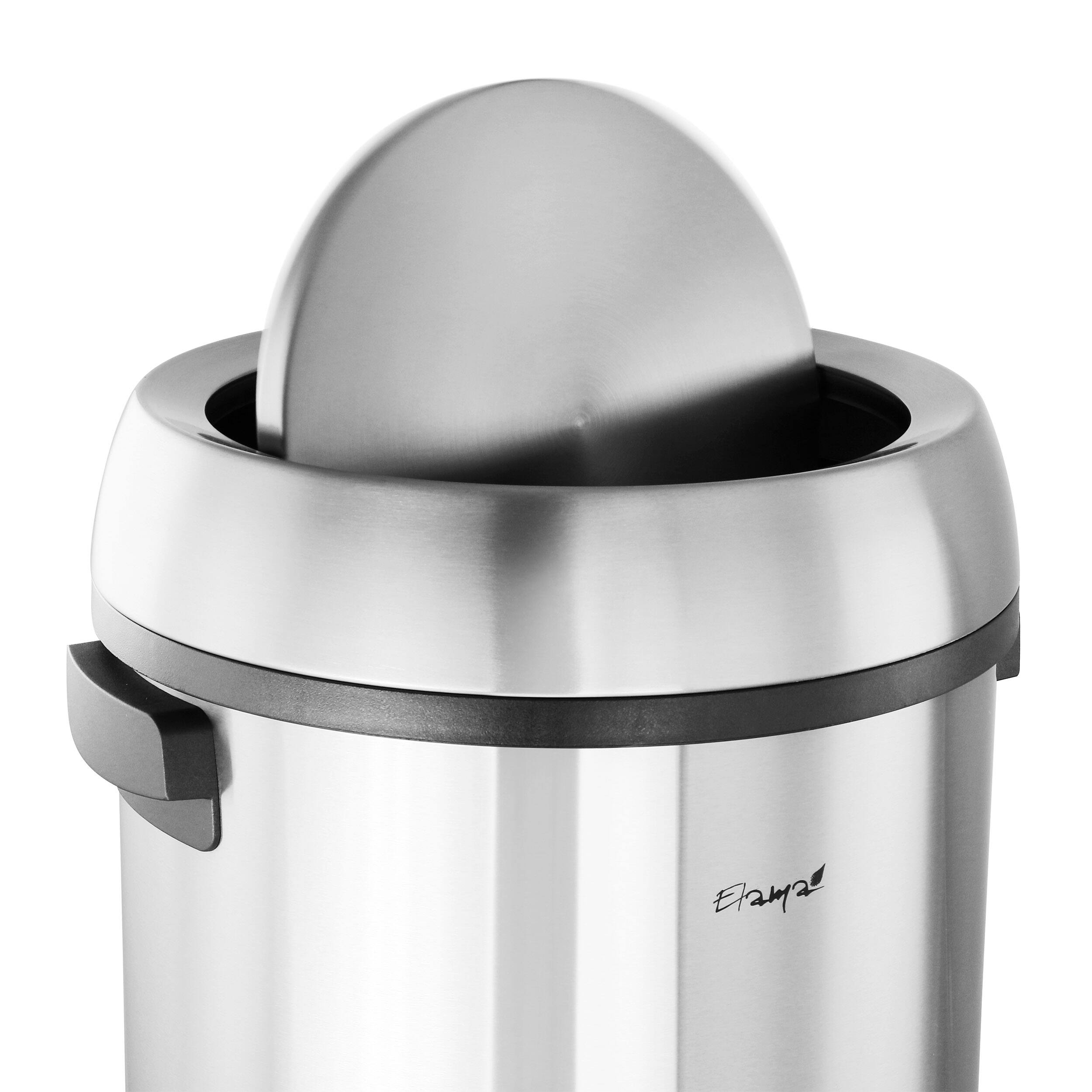 Alt View 3. Elama - Elama Large 17 Gallon Swing Lid Stainless Steel Cylindrical Trash Bin - Silver.