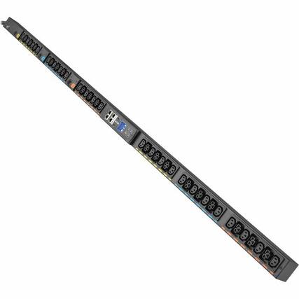 Front. Eaton - Eaton G4 EVMI1530X 42-Outlets PDU - Metered - NEMA L15-30P - 24 x IEC 60320 C13, 18 x IEC 60320 C39 - 230 V AC - Circuit - Black.