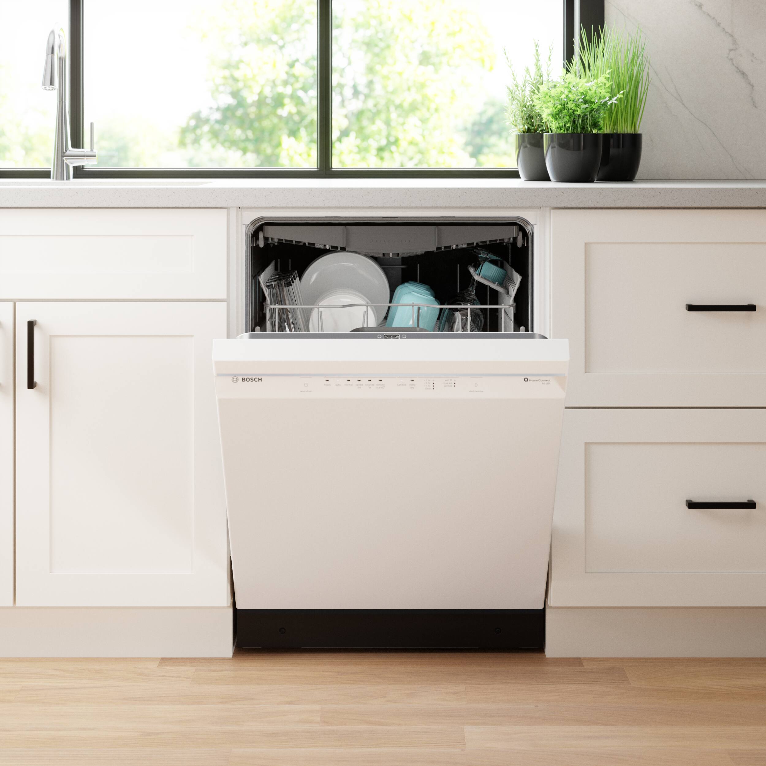 Alt View 9. Bosch - 300 Series 24" Front Control Smart Built-In Stainless Steel Tub Dishwasher with 3rd Rack, 46 dBA - White.