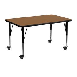 Emma + Oliver - Mobile 30x48 Rectangle Laminate Preschool Activity Table - Oak
