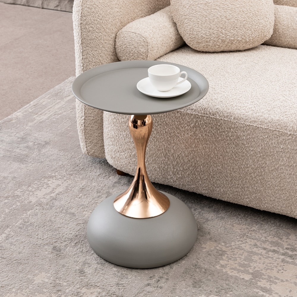 Loheer - Mermaid Tail End Table Modern Metal Pedestal Accent Table Round Side Table for Small Spaces Drink Martini Table - Black price history on PriceWatchPro