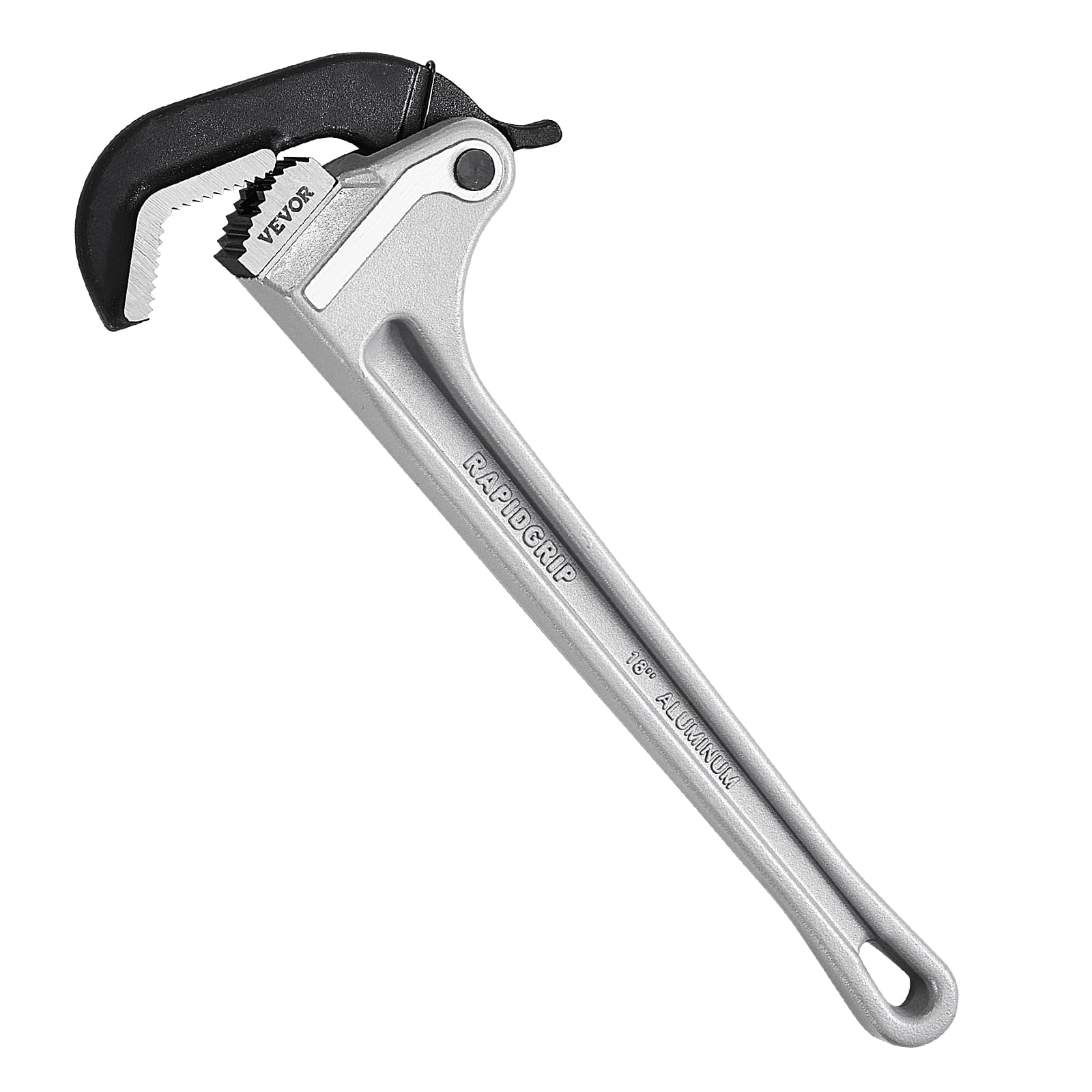 VEVOR - Pipe Wrench, 18" Aluminum Straight Pipe Wrench, Automatic Jaw Adjustment, Adjustable Plumbing Wrench, Easy to Carry - Silver