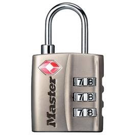Master Lock - 1-5/16 in H X 3/8 in W X 1-3/16 in L Metal 3-Dial Combination Luggage Lock - Metallic