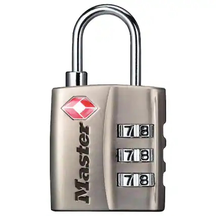 Front. Master Lock - Master Lock 1-5/16 in H X 3/8 in W X 1-3/16 in L Metal 3-Dial Combination Luggage Lock - Metallic.