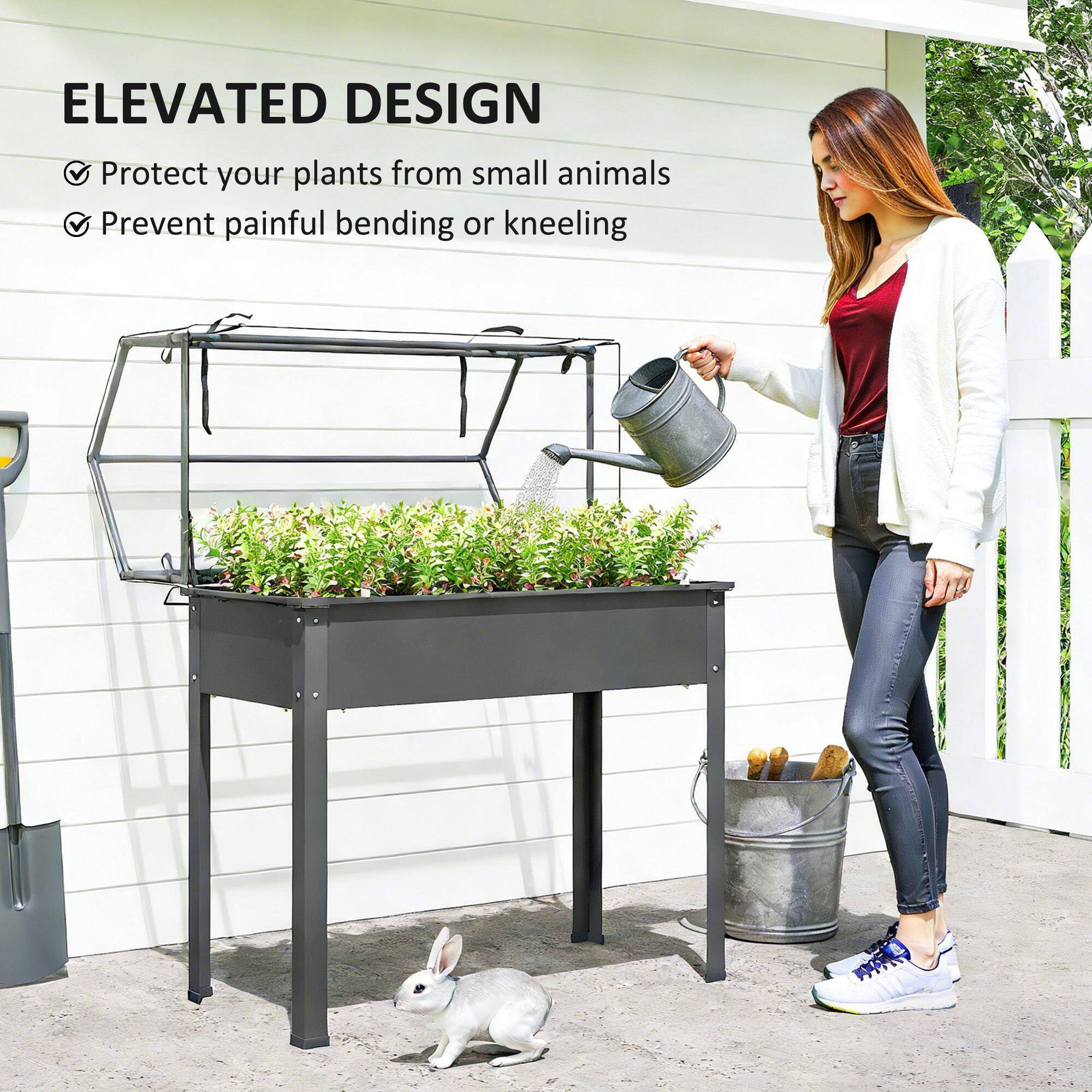 ELEVATED DESIGN  
- Protect your plants from small animals  
- Prevent painful bending or kneeling