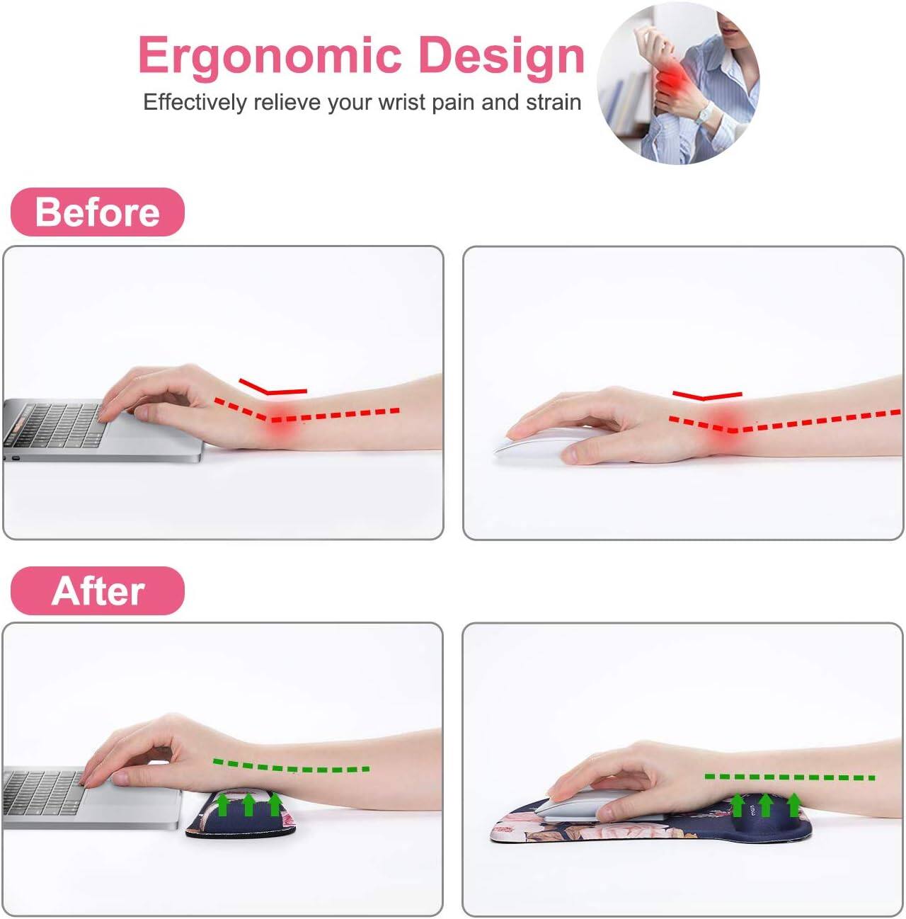 Ergonomic Design  
Effectively relieve your wrist pain and strain  

Before  
After