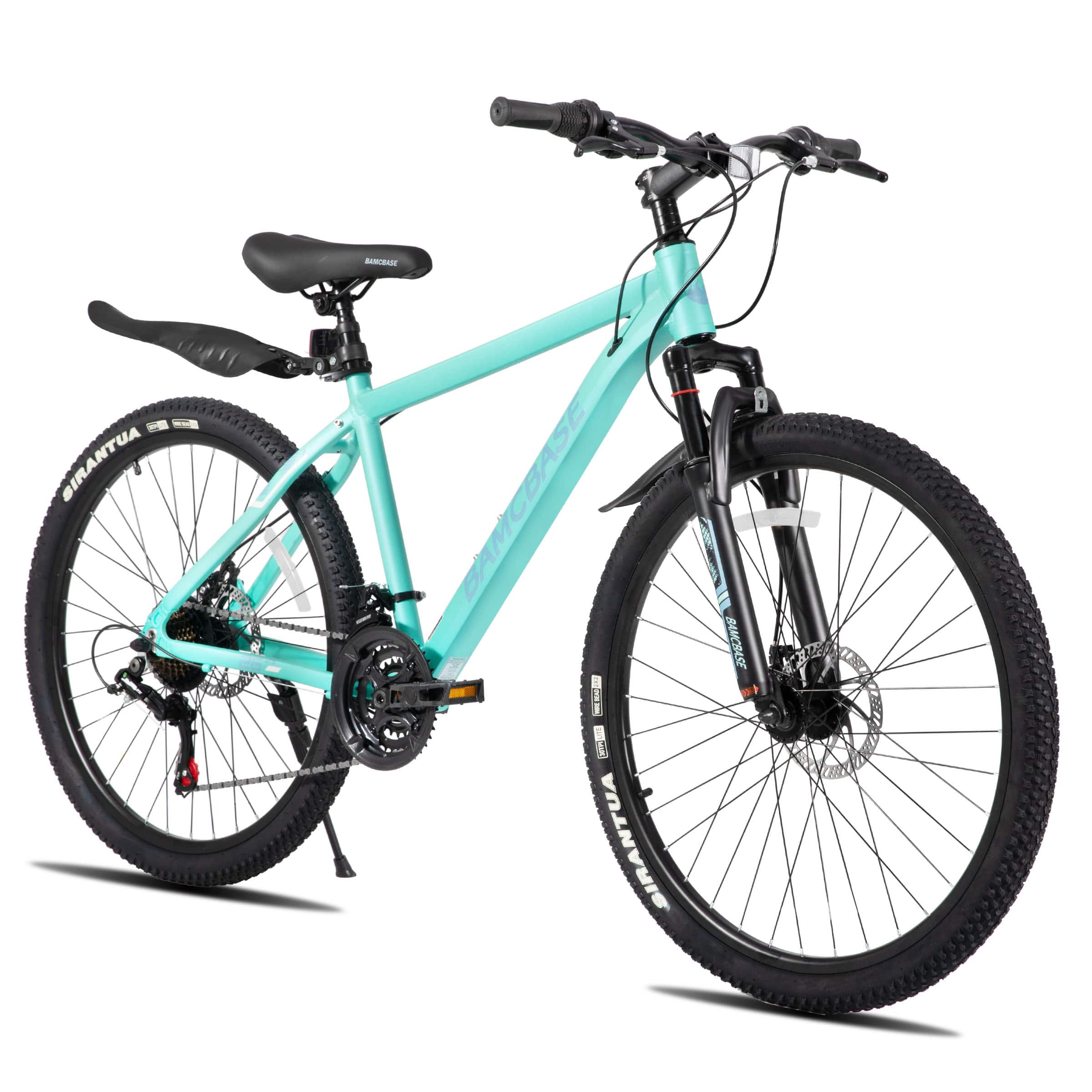 HILAND - BAMCBASE Mountain Bike 26 inch, 21-Speed Aluminum Alloy MTB with Suspension Fork, Bicycle for Men Women Adults - Green