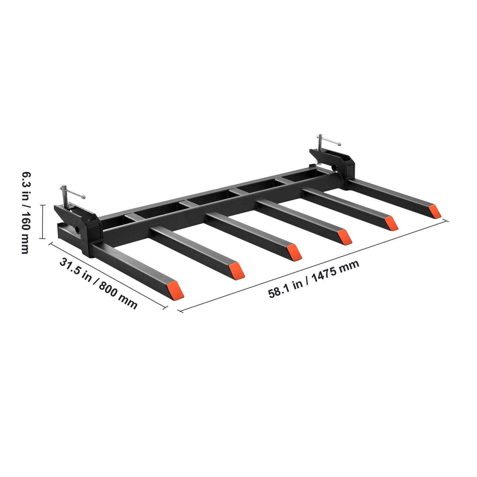 6.3 in / 160 mm  
31.5 in / 800 mm  
58.1 in / 1475 mm
