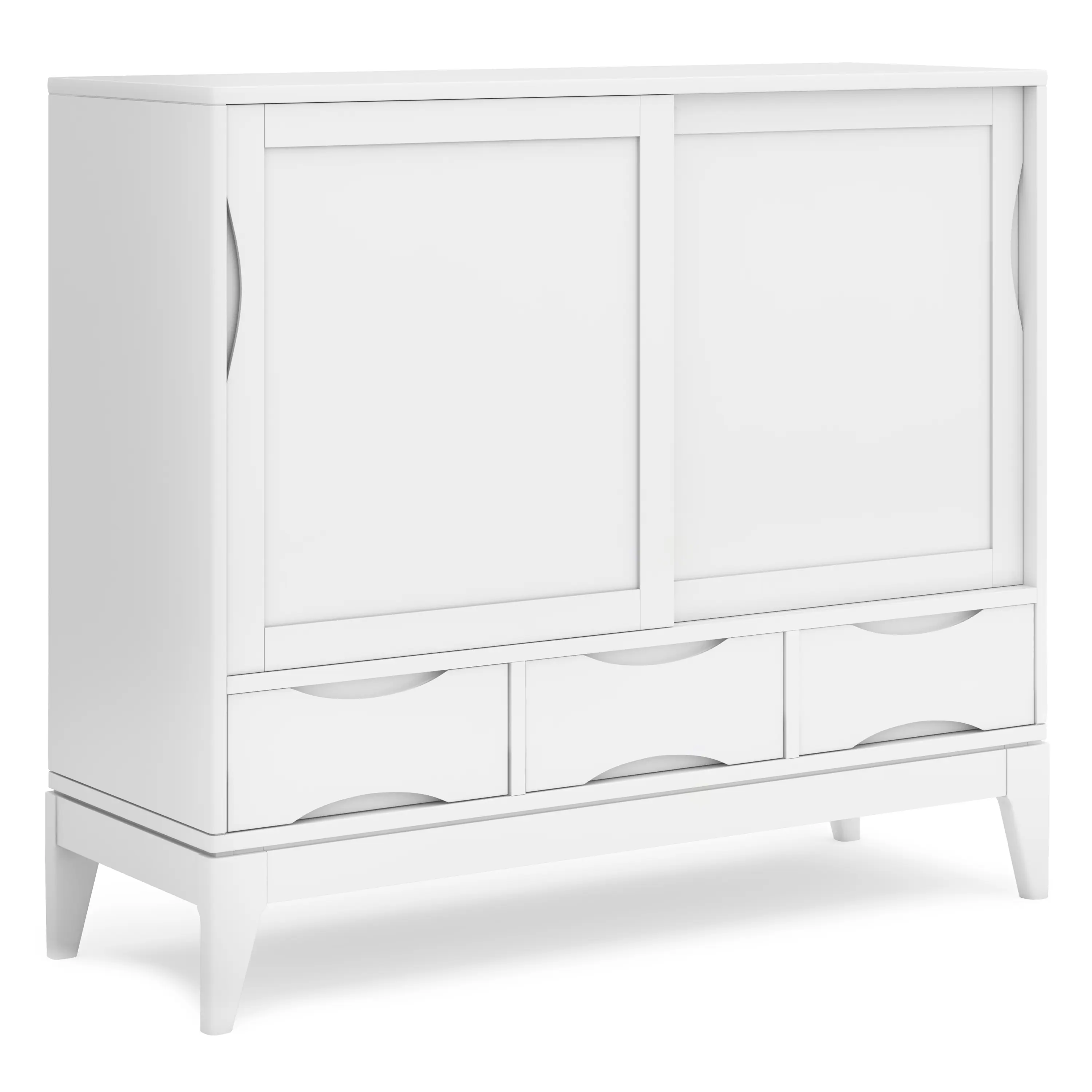 Alt View 2. Simpli Home - Harper Solid Wood 48 inch Storage Cabinet in Teak Brown (Set of 2) - White.