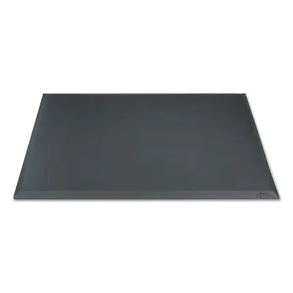 Front. Alera - Alera AdaptivErgo Anti-Fatigue Mat, Rectangular, Black Molded Grid Surface, 19.4" x 33.2" - Black.