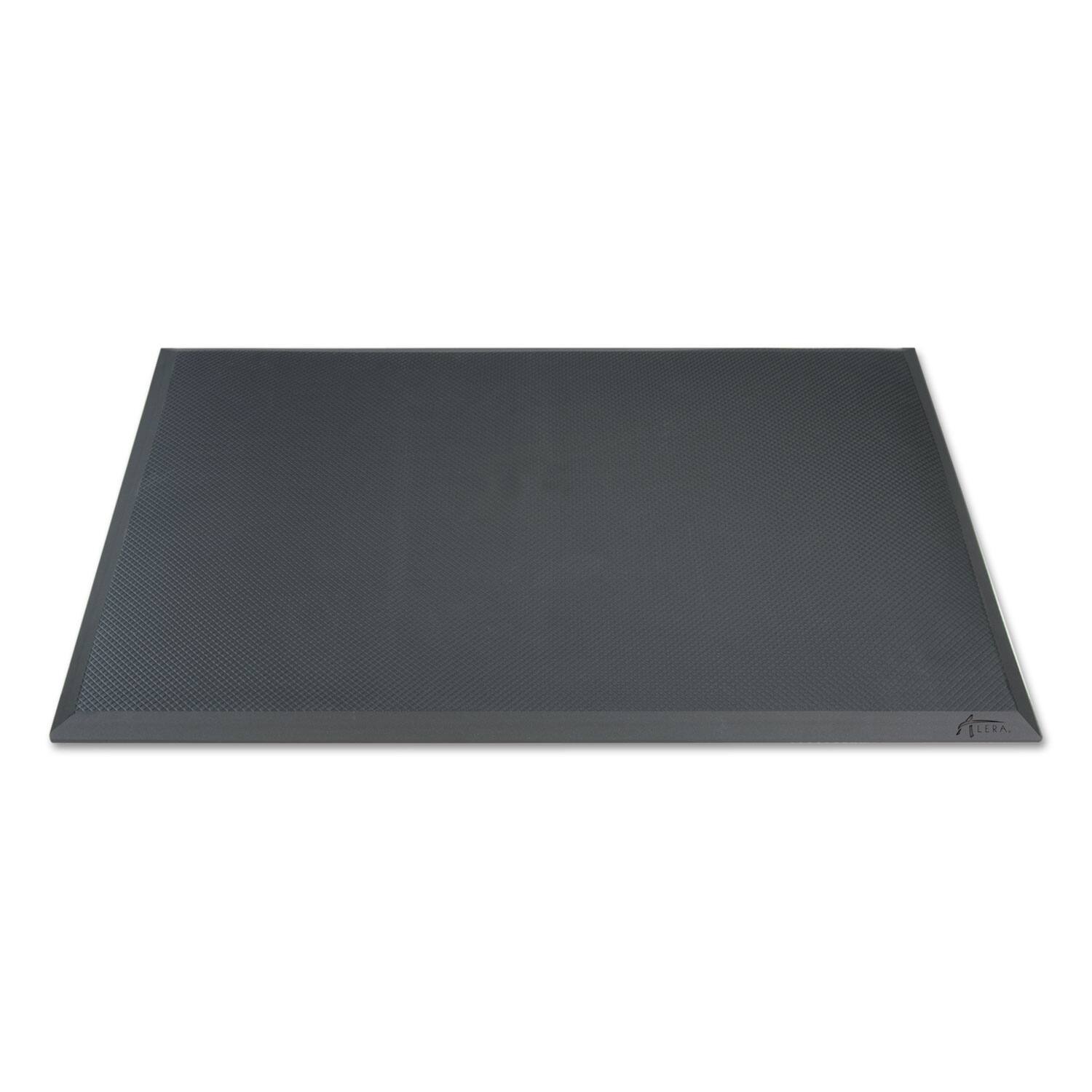 Front. Alera - Alera AdaptivErgo Anti-Fatigue Mat, Rectangular, Black Molded Grid Surface, 19.4" x 33.2" - Black.
