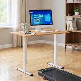 Resenkos - Electric Standing Desk Adjustable Stand up Computer Desk Anti-collision-Natural, Home Office Desks, Computer Desks - Brown