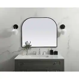 Elegant Decor - Metal Frame Arch Mirror 36x30 Inch - Black