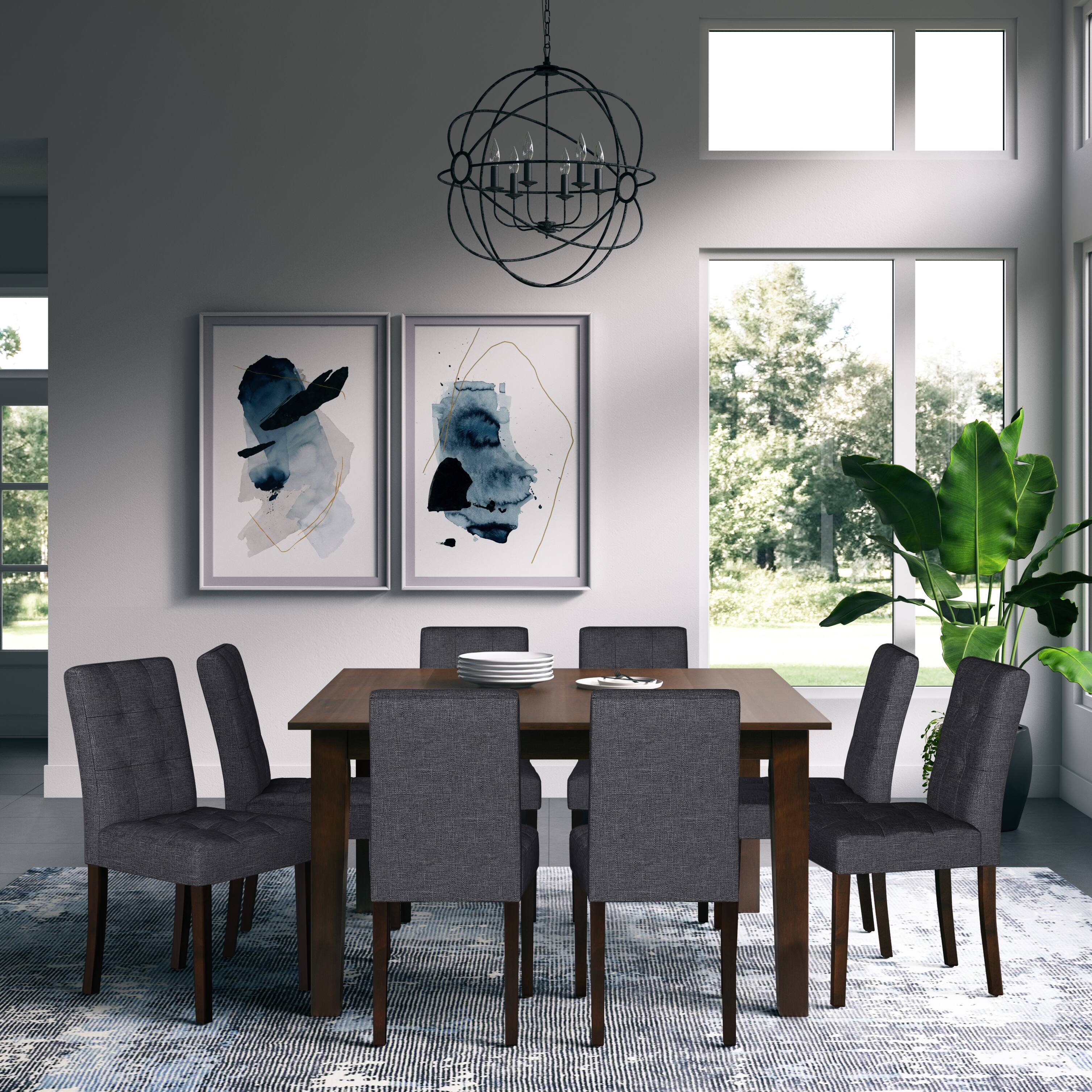 Angle. Simpli Home - Andover / Eastwood 9-Piece Dining Set - Slate Grey.