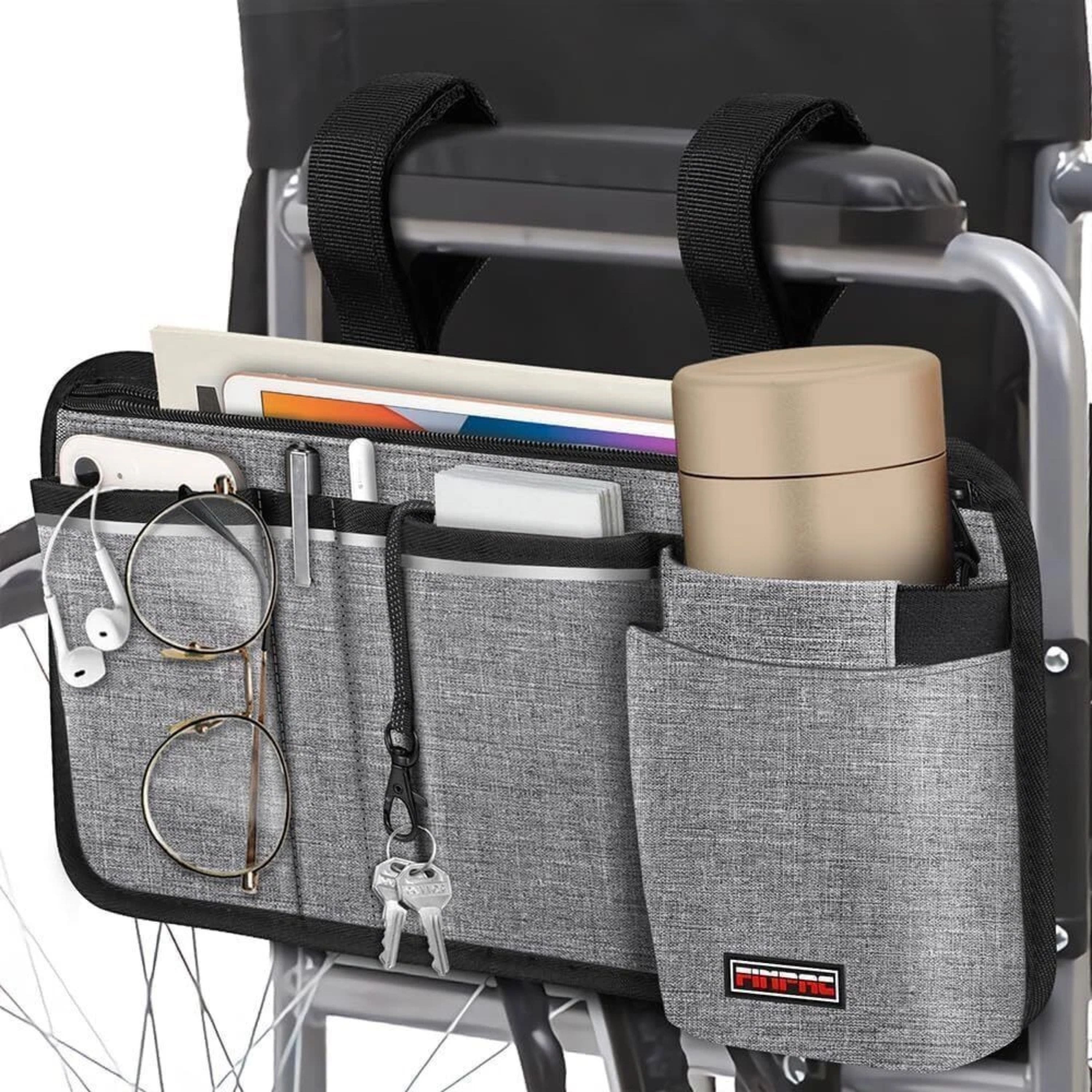 Kitcheniva - Wheelchair Armrest Accessories Pouch Side Storage Bag With Cup Holder - Gray price history on PriceWatchPro