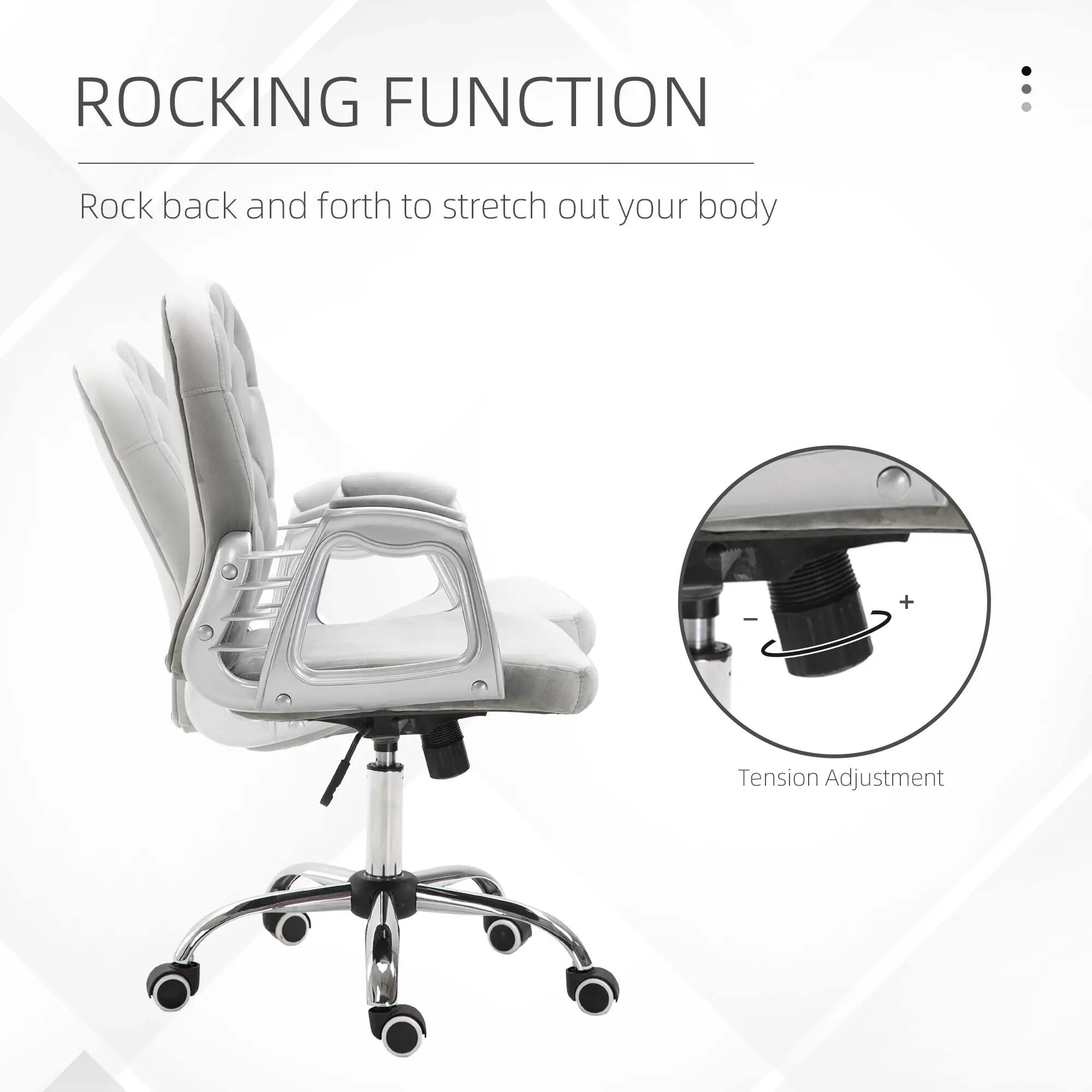 ROCKING FUNCTION  
Rock back and forth to stretch out your body  

Tension Adjustment