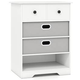 Costway - 4-Drawer Dresser Modern Chest Storage Organizer with Open Shelves Anti-Tip Kits - White