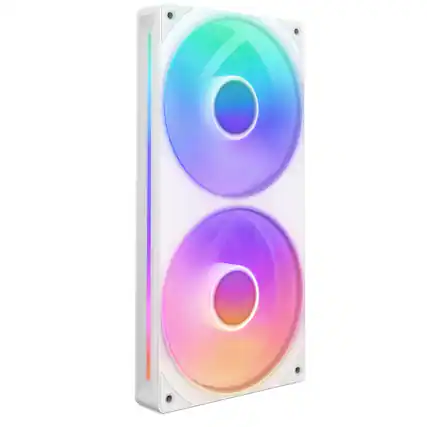 Front. NZXT - F240 RGB Core - 240mm Single-Frame Case Fan Unit with 2 x 120mm RGB Fans and Fluid Dynamic Bearings - White.