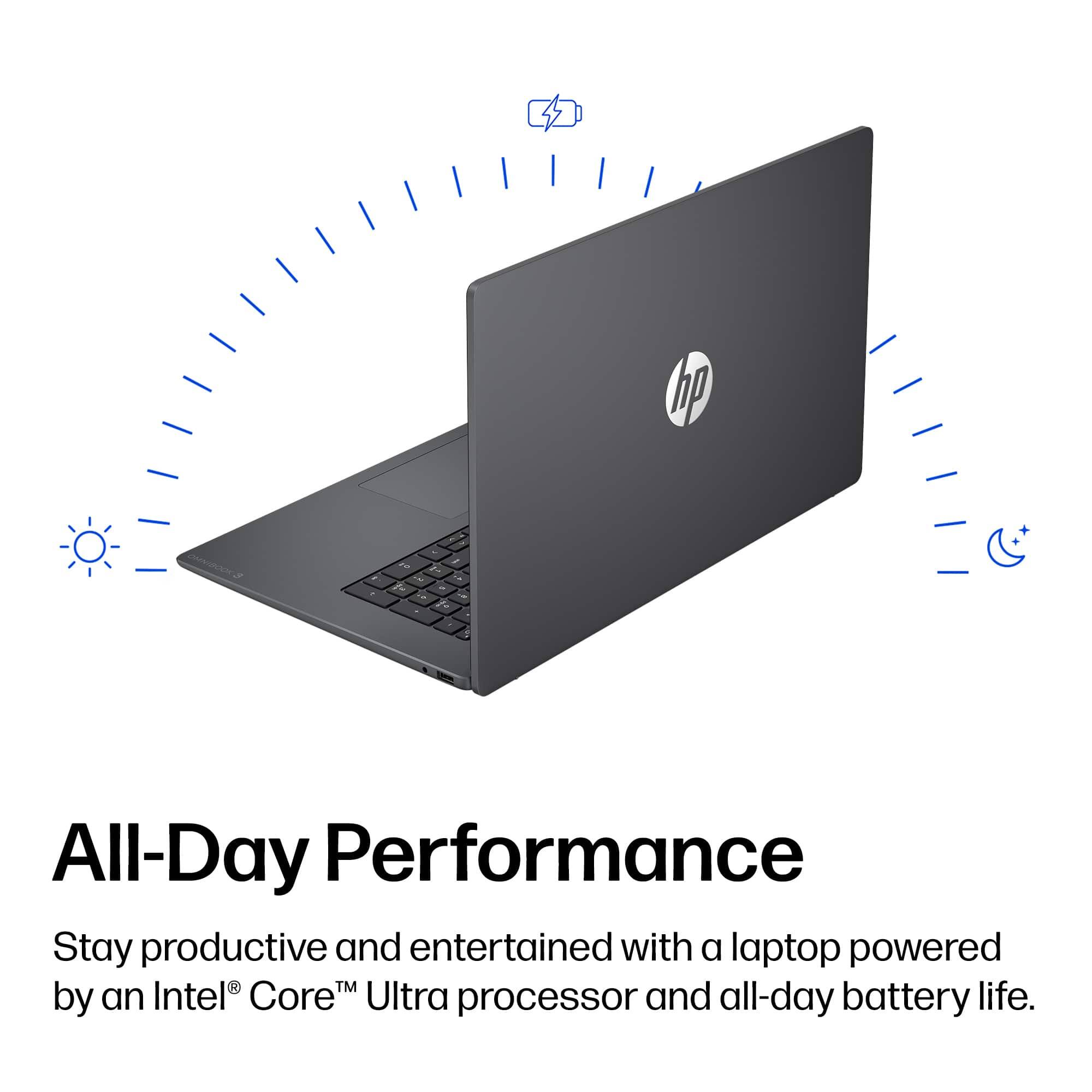 4 hp . tn - - - . - All-Day Performance Stay productive and entertained with a laptop powered by an Intel® Core™ Ultra processor and all-day battery life.