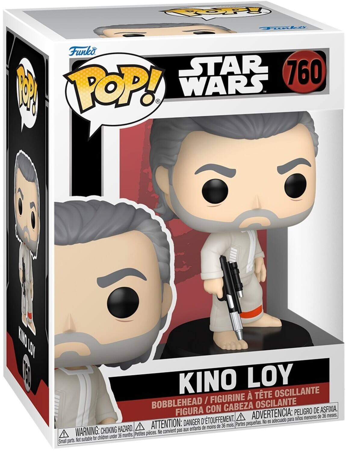 POP! STAR WARS 760 M
KINO LOY
TTE OSCILANTE
BOBBLEHEAD / FIGURINE A TÊTE OSCILANTE
FIGURA CON CABEZA OSCILANTE
PELIGRO DE ASFIXIA D'ETOUFFEMENT
ADVERTENCIA: para niños menores de 36 meses
DANGER D'ETOUFFEMENT
ATTENTION: aux enfants de moins de 36 mois
WARNING: CHOKING HAZARD
Small parts. Not suitable for children under 36 months
Petites pièces. Ne convient pas aux enfants de moins de 36 mois
Parts pequeñas. No es adecuado para niños menores de 36 meses
