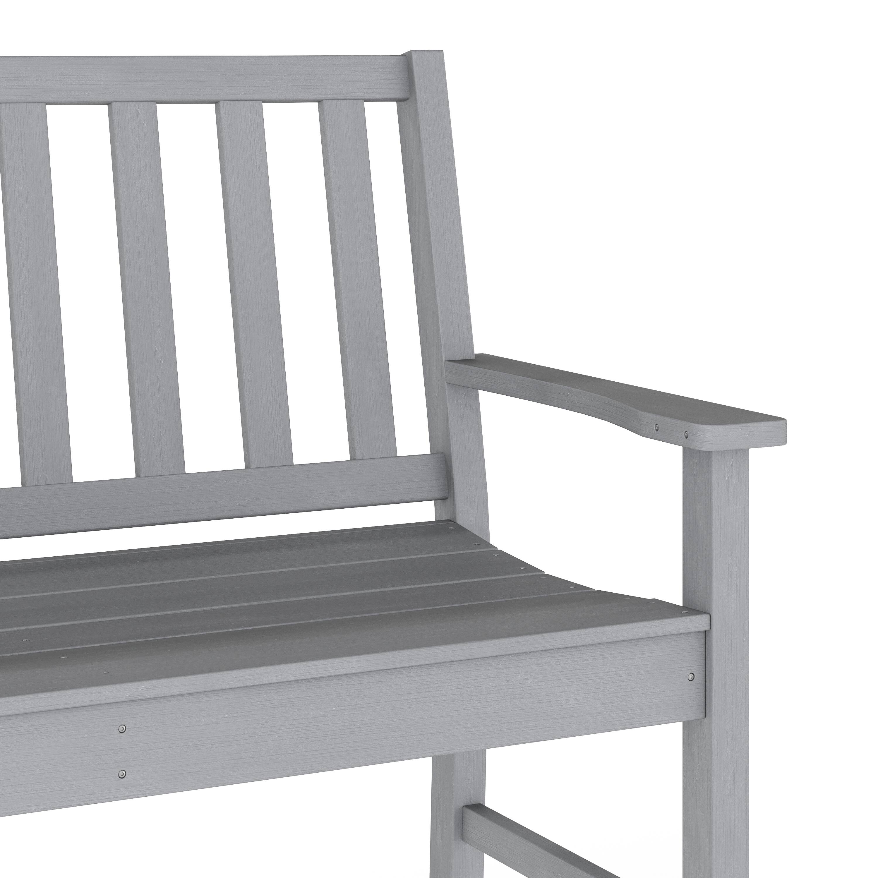 Alt View 8. Emma + Oliver - Matlin Indoor/Outdoor Bench with Contoured Seat and Armrests in Recycled HDPE - Gray.