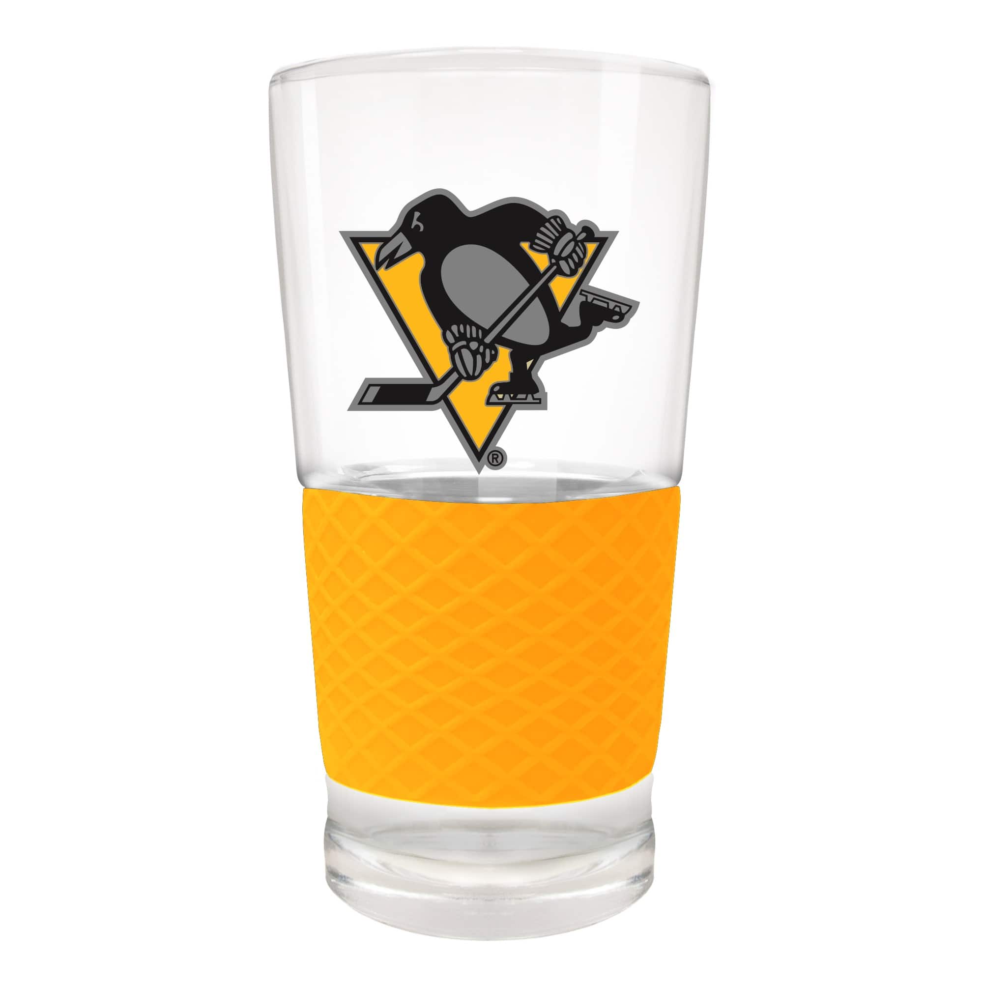 Front. Great American Products - Pittsburgh Penguins 22oz. Pilsner Glass with Silicone Grip - Yellow.