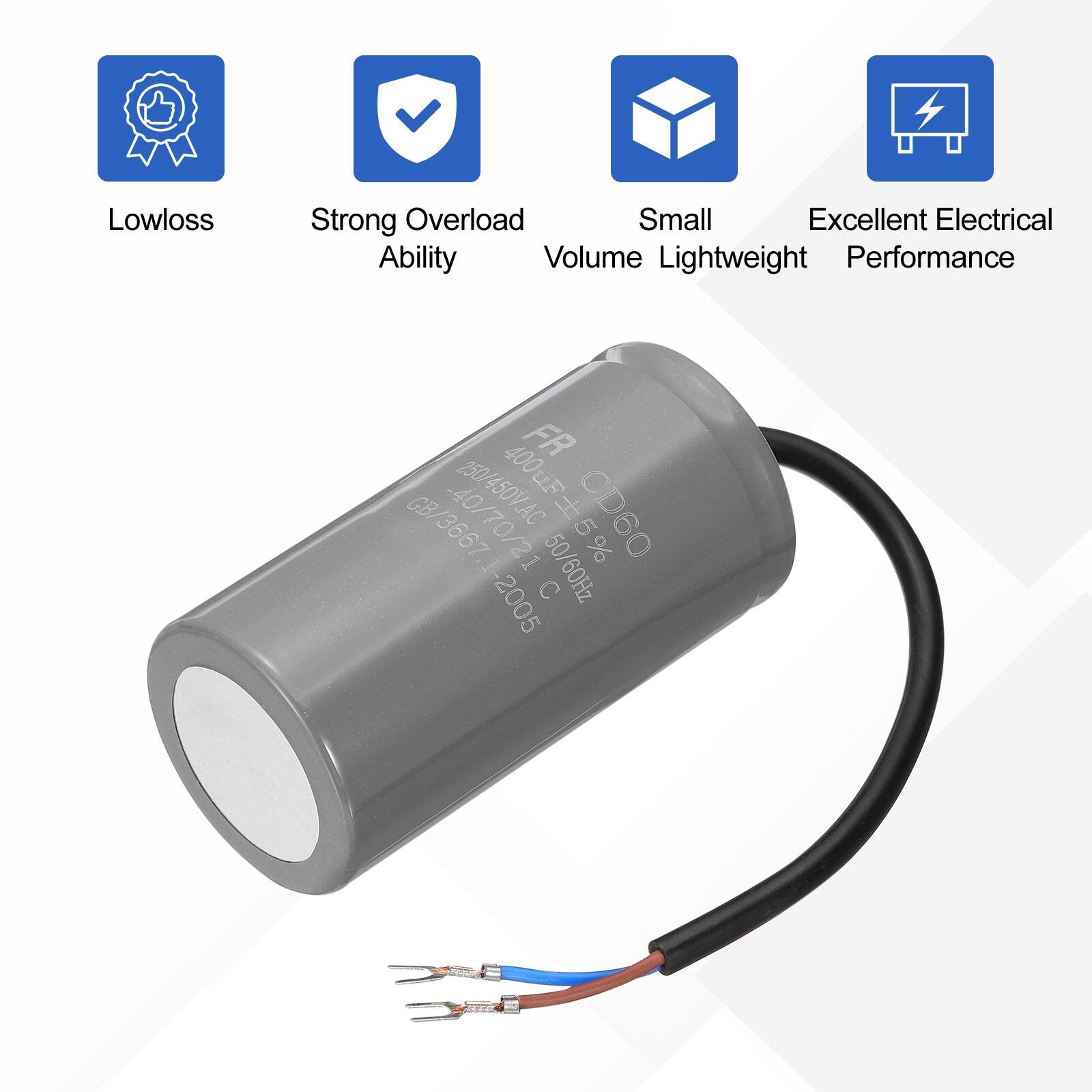 Lowloss Strong Overload Ability Small Volume Lightweight Excellent Electrical Performance 400uF 400 FR -40 250 0/450V.AC 40/70/21 I 09C0 3667 +5% 5 6 1 % -2005 C 50/60Hz D