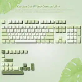 Womier - Double Shot PBT Keycaps Set , Cherry Profile Custom Keycaps for All US Layout Gaming Mechanical Keyboard - Green-129 Keys