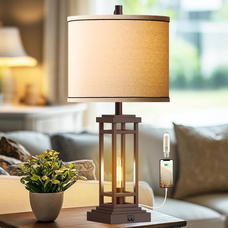 Front. partphoner - 27.5 Tall Farmhouse Table Lamp.