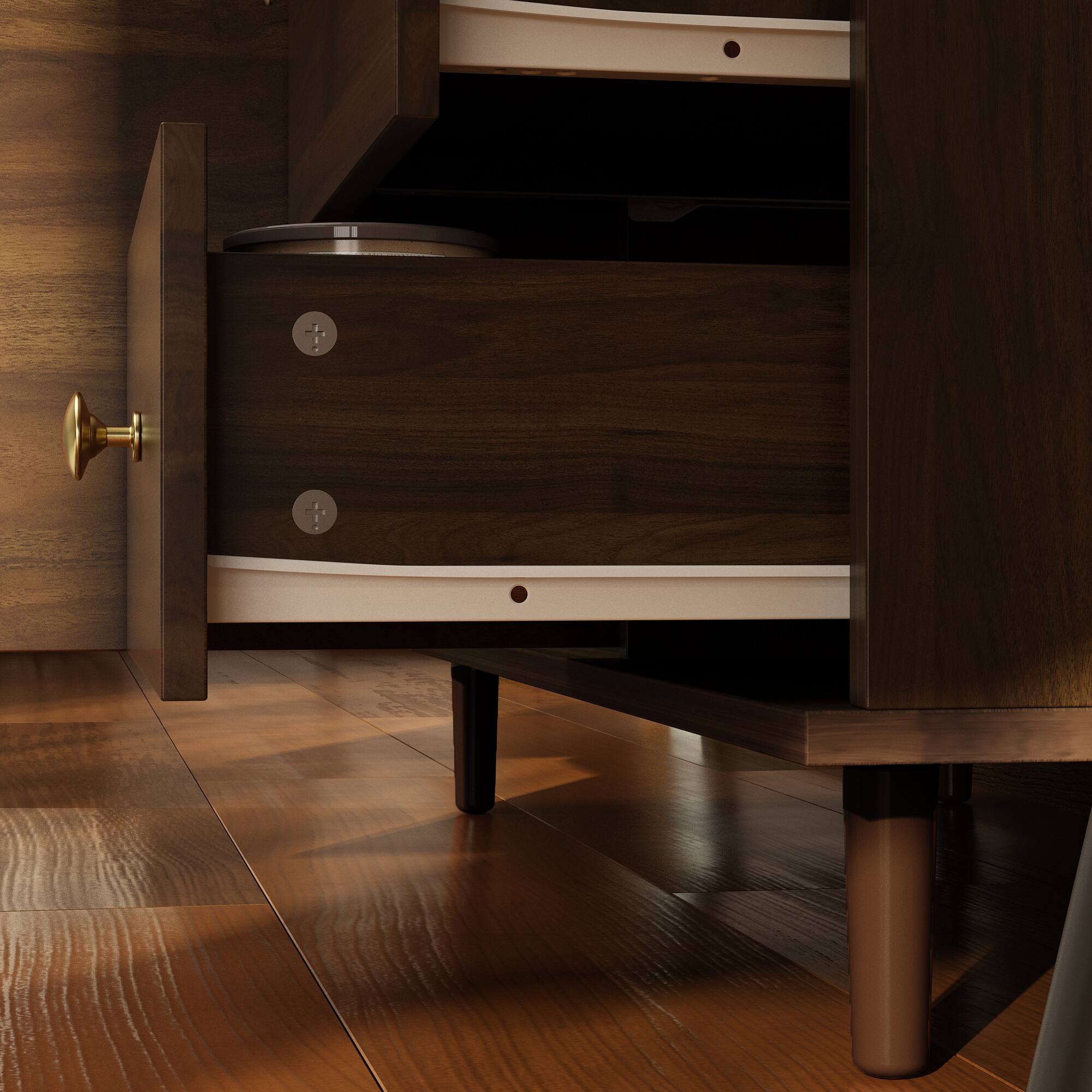 Alt View 2. Famapy - Famapy Modern Storage Cabinet with Sliding Acrylic Doors - Brown.