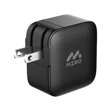 Front. Miro - D4 GaN PD3.0 2C1A 65W Fast Charging Wall Charger - Black.