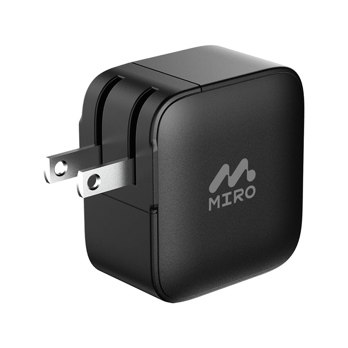 Front. Miro - D4 GaN PD3.0 2C1A 65W Fast Charging Wall Charger - Black.