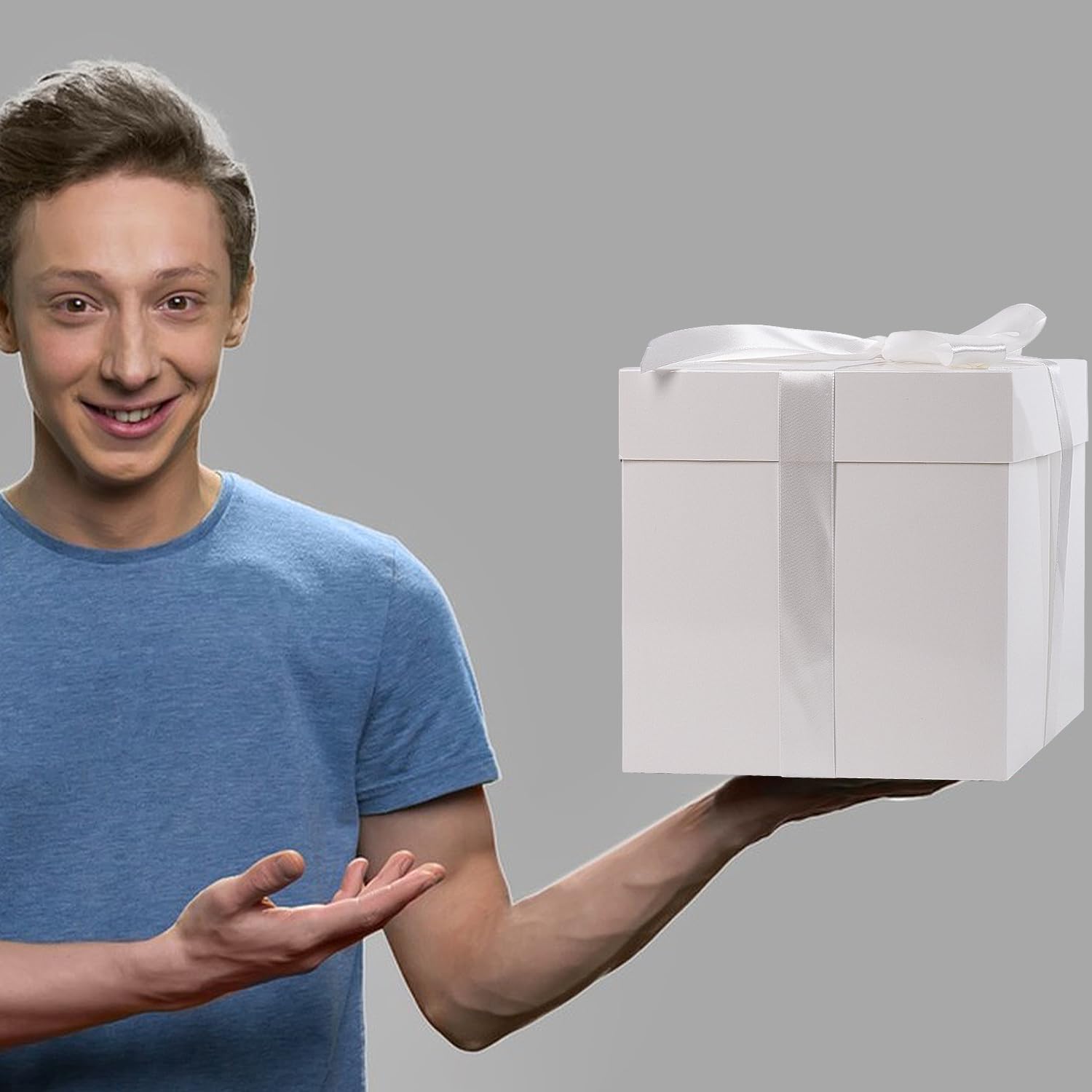 Alt View 7. Paradigms Interiors - White Gift Boxes With Lids Ribbons And Tissue Papers Square - 7 1 Inch Birthday Wedding Presents Wrapping M... - 5PCS Red.