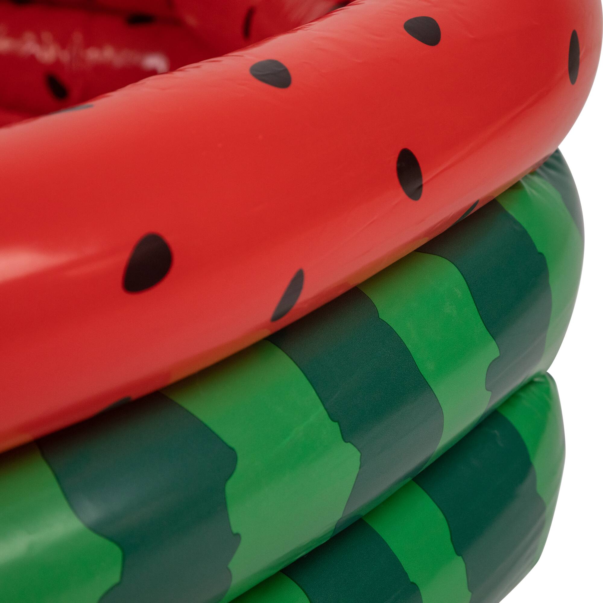Alt View 3. Pool Central - Inflatable Round 3 Ring Watermelon Kiddie Swimming Pool - 47" - Red.