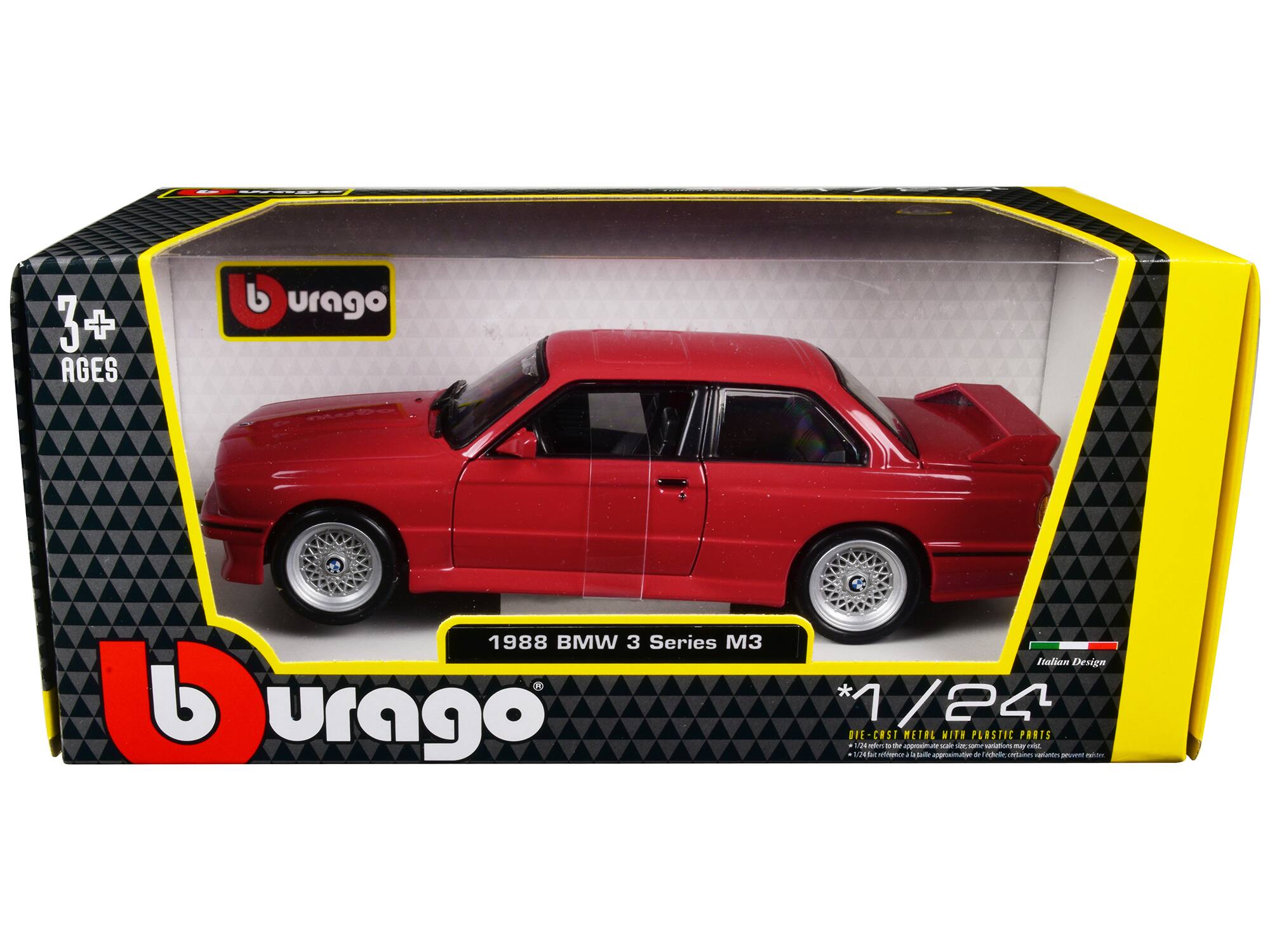 3+ AGES b urago 1988 BMW 3 Series 3 - b turago Italian Design *1 1/24 DIE-CAST METAL WITH PLASTIC PARTS