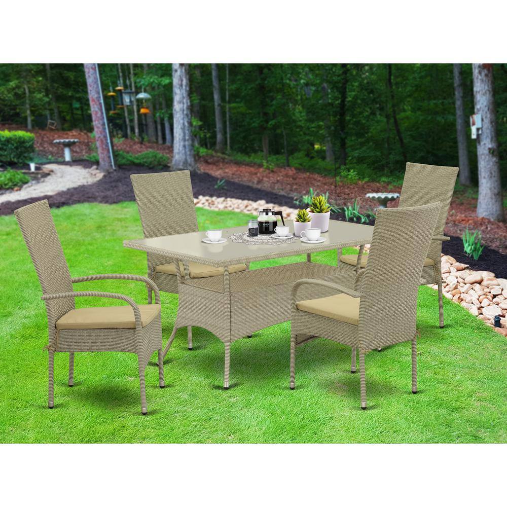 Back. East West Furniture - Wicker Patio Set Natural Linen - Brown.