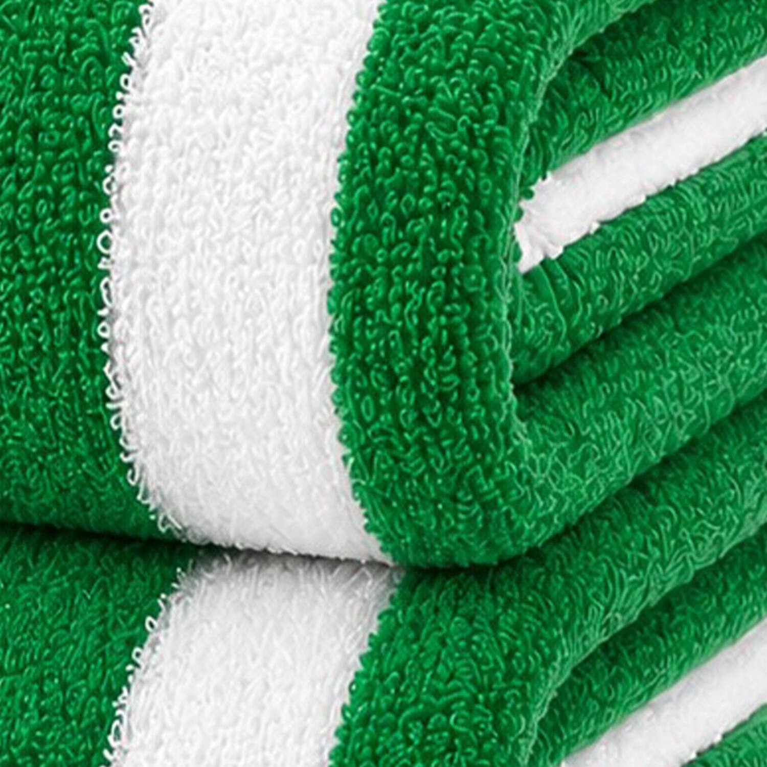 Back. Plazatex - Plazatex Cabana Terry Cloth Stripe 80% Cotton 20% Polyester 2 Pack Beach Bath Towel 36" x 66" Green - Green.