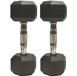 Amber Sporting Goods - Barbell Rubber encased Hex Dumbbell Weights Sold as a Pairs, 100 LB - Black