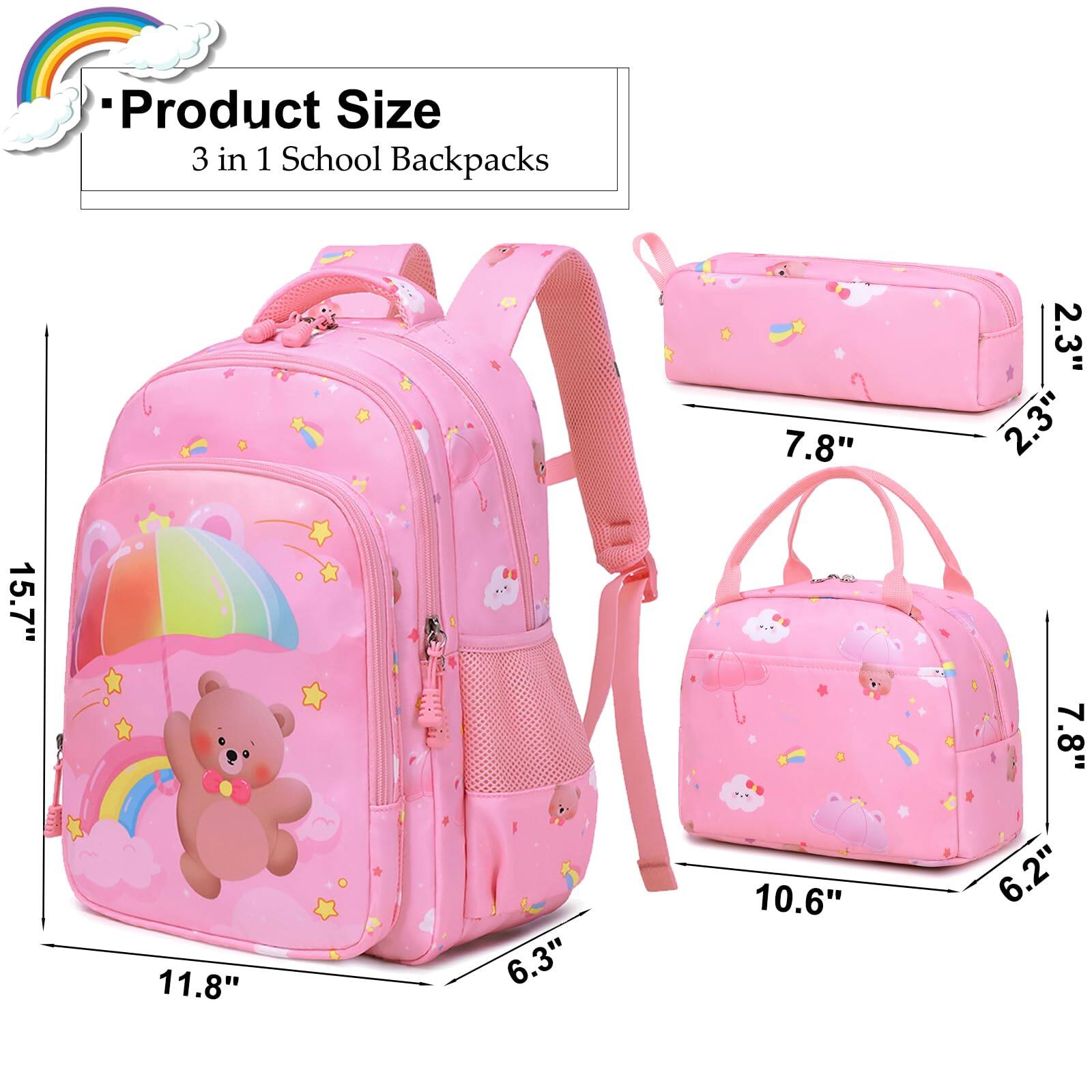 Pacoar Cade Backpack For Elementary Unicorn School Bookbag 3 In 1 Set ...
