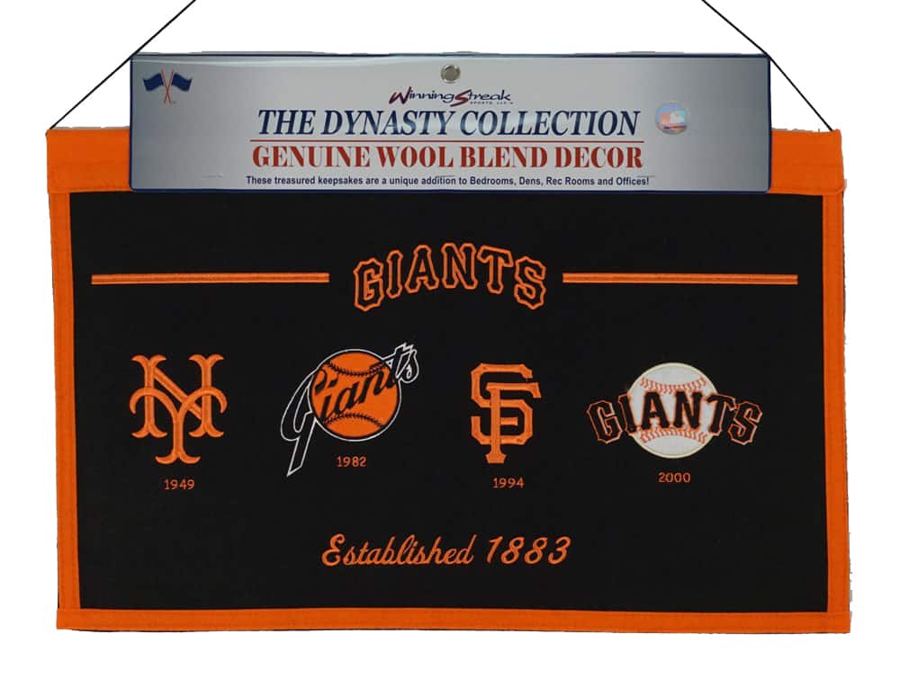 Winning Streak Sports - San Francisco Baseball Giants - High Quality Embroidered Logo Banner Flag - Established 1883 - Multi